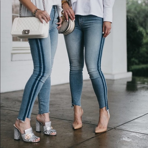 MOTHER Stunner Side-Stripe Ankle Fray Skinny Jeans - Picture 8 of 11